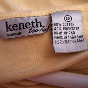 YELLOW SHIRT WITH GREEN PLAID FLOWERS, 3XL, WORN FEW TIME